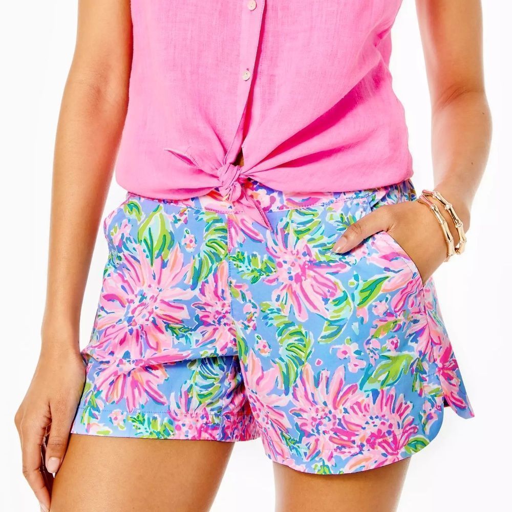 Lilly Pulitzer Tropical Floral High Waist Shorts